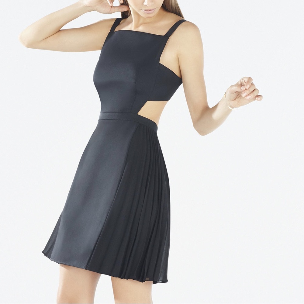 Brielle Open-Back Side-Pleated Dress